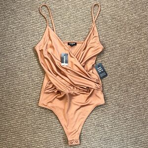 NWT Express Gold Thong Snap Bodysuit